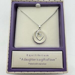 Equilibrium Silver Plated Necklace Pendant sentiment Daughter Is A Gift Of Love